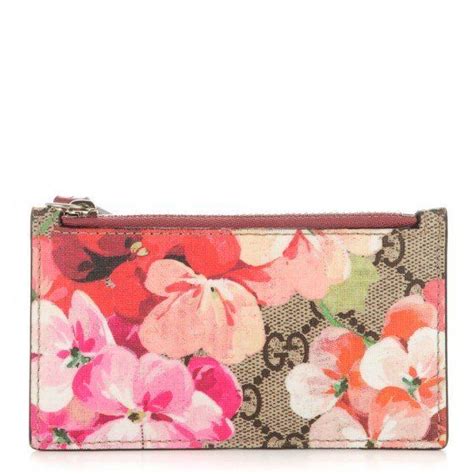 GUCCI GG Supreme Monogram Blooms Coin Case Card Holder 